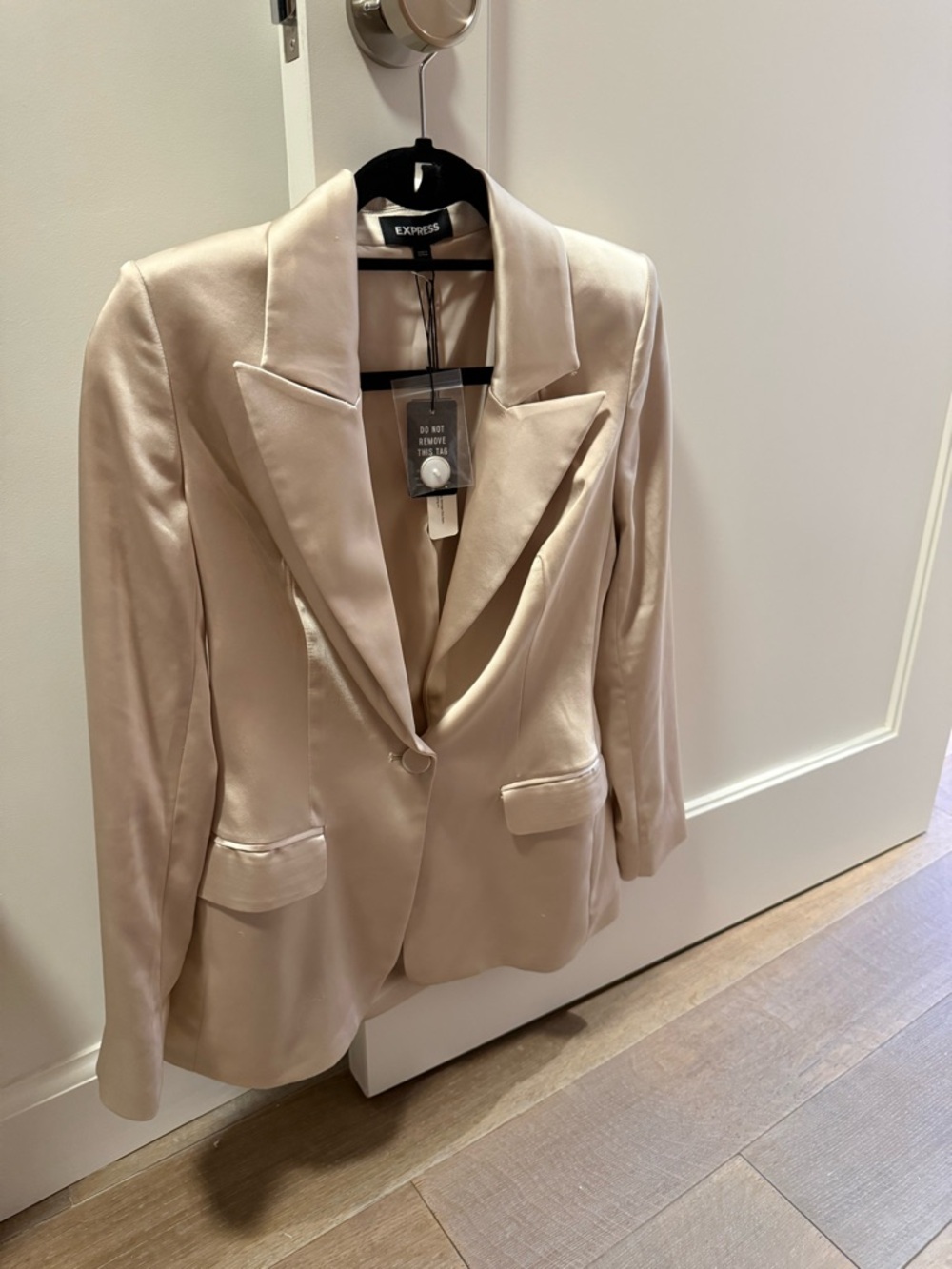 Express Satin Blazer in Light Beige